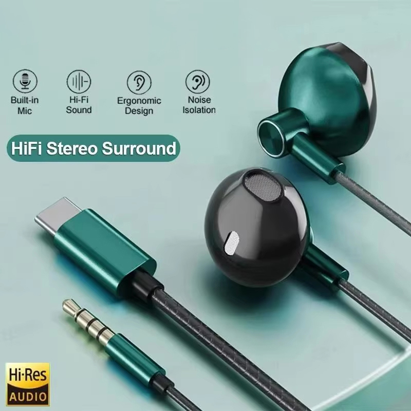 Type C 3.5mm HIFI Stereo Wired - Wired Earphone Mic 评论和价格